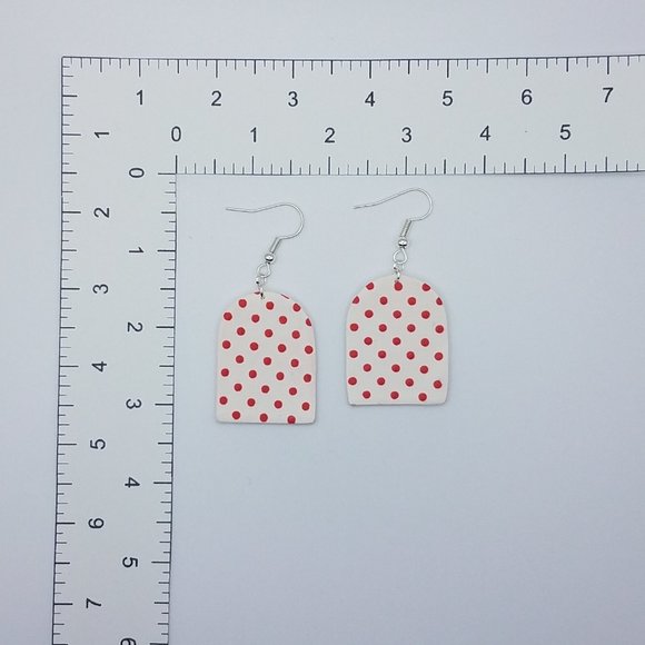 Arch Shaped Polka Dot Pattern Handmade Dangle Earrings - Picture 4 of 6